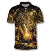 Dragon Yellow Fire Skull 9 Ball Billiard Custom Pool Shirt - Image 3