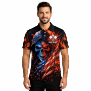 Flaming Skull USA Flag Custom Pickleball Shirt - Image 2