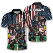 Funny Bigfoot Grunge USA Flag Custom Pickleball Shirt