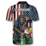 Funny Bigfoot Grunge USA Flag Custom Pickleball Shirt - Image 4
