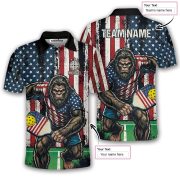 Funny Bigfoot Grunge USA Flag Custom Pickleball Shirt - Image 5