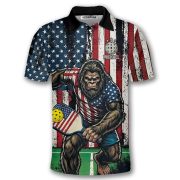 Funny Bigfoot Grunge USA Flag Custom Pickleball Shirt - Image 3