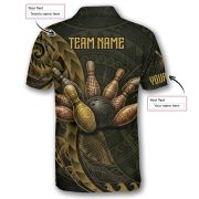 Gold Tribal Polynesian Bowling Strike Custom Bowling Shirt - Image 5