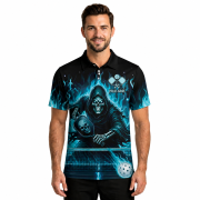 Grim Reaper Blue Ghostly Fire Flame Skull Custom Pickleball Shirt - Image 2