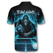 Grim Reaper Blue Ghostly Fire Flame Skull Custom Pickleball Shirt - Image 4