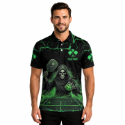 Grim Reaper Green Lightnings Skull Custom Pickleball Shirt - Image 2