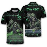 Grim Reaper Green Lightnings Skull Custom Pickleball Shirt