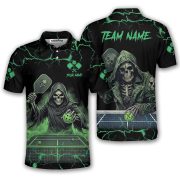 Grim Reaper Green Lightnings Skull Custom Pickleball Shirt