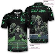Grim Reaper Green Lightnings Skull Custom Pickleball Shirt - Image 5