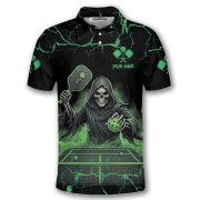Grim Reaper Green Lightnings Skull Custom Pickleball Shirt - Image 3