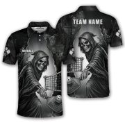 Grim Reaper Playing Pickleball Gothic Art Skull Custom Pickleball Shirt