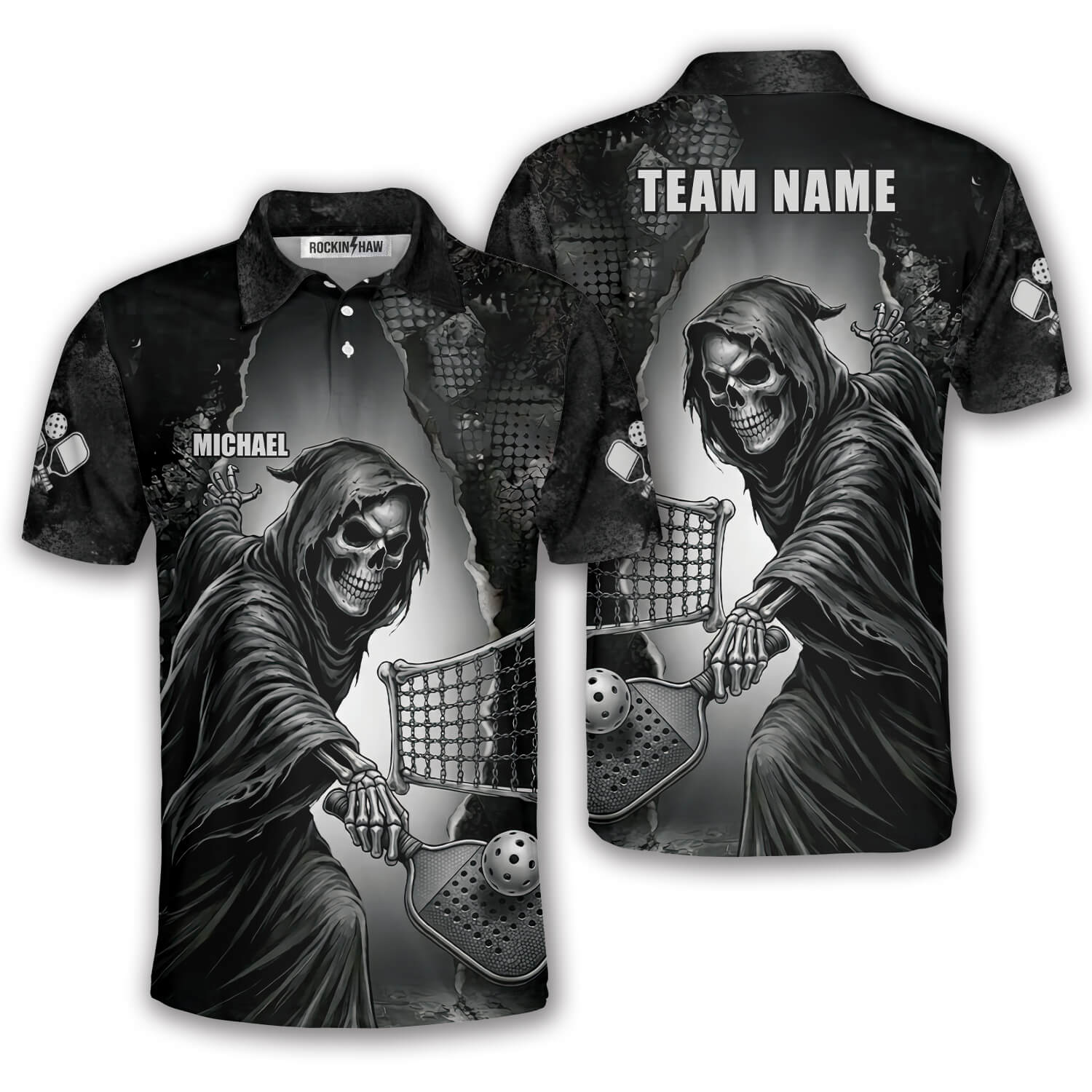 Grim Reaper Playing Pickleball Gothic Art Skull Custom Pickleball Shirt #454PRM20260608 Mockup FB Grim Reaper Playing Pickleball Gothic Art Skull Custom Pickleball Shirt - Image 1