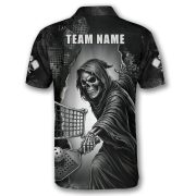 Grim Reaper Playing Pickleball Gothic Art Skull Custom Pickleball Shirt - Image 4