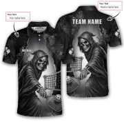 Grim Reaper Playing Pickleball Gothic Art Skull Custom Pickleball Shirt - Image 5