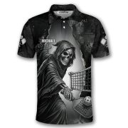Grim Reaper Playing Pickleball Gothic Art Skull Custom Pickleball Shirt - Image 3