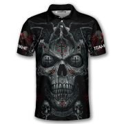 Grim Reaper Praying Cross Skull Custom Pickleball Shirt - Image 3