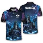 Grim Reaper Purple Lightnings Skull Custom Pickleball Shirt