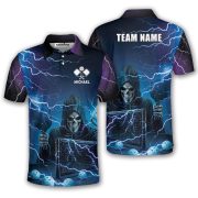 Grim Reaper Purple Lightnings Skull Custom Pickleball Shirt