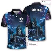 Grim Reaper Purple Lightnings Skull Custom Pickleball Shirt - Image 5