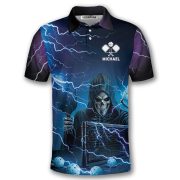 Grim Reaper Purple Lightnings Skull Custom Pickleball Shirt - Image 3