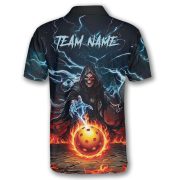 Grim Reaper Skulls Blue Fire Flame Custom Pickleball Shirt - Image 4