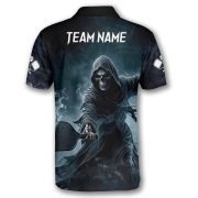 Grim Reaper Smoke Black Design Skull Custom Pickleball Shirt - Image 4