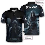 Grim Reaper Smoke Black Design Skull Custom Pickleball Shirt - Image 5