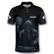 Grim Reaper Smoke Black Design Skull Custom Pickleball Shirt - Image 3