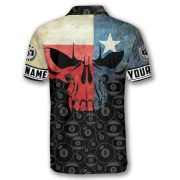 Patriotic Texas Grunge Map Skull Billiards Custom Pool Shirt - Image 4
