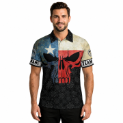 Patriotic Texas Grunge Map Skull Dartboard Custom Darts Shirt - Image 2