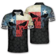 Patriotic Texas Grunge Map Skull Dartboard Custom Darts Shirt