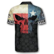 Patriotic Texas Grunge Map Skull Dartboard Custom Darts Shirt - Image 4
