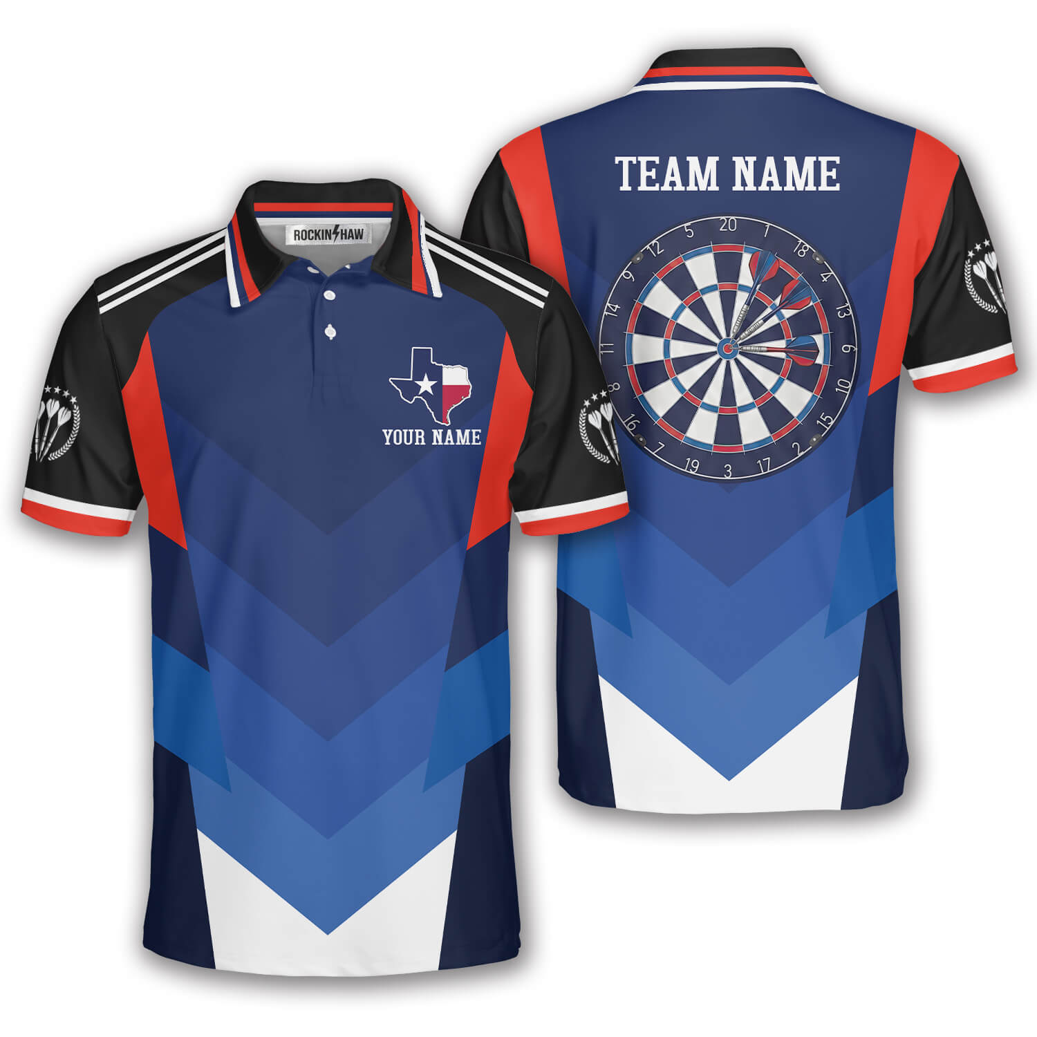 Patriotic Texas Map Red Blue Sports Design Dartboard Custom Darts Shirt #439PRM20260604 Mockup FB Patriotic Texas Map Red Blue Sports Design Dartboard Custom Darts Shirt - Image 1