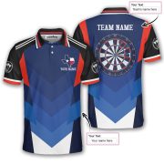 Patriotic Texas Map Red Blue Sports Design Dartboard Custom Darts Shirt - Image 5