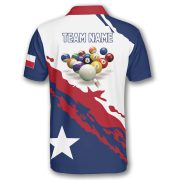 Patriotic Texas Star Red White Billiard Custom Pool Shirt - Image 4