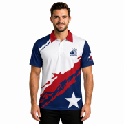 Patriotic Texas Star Red White Custom Bowling Shirt - Image 2
