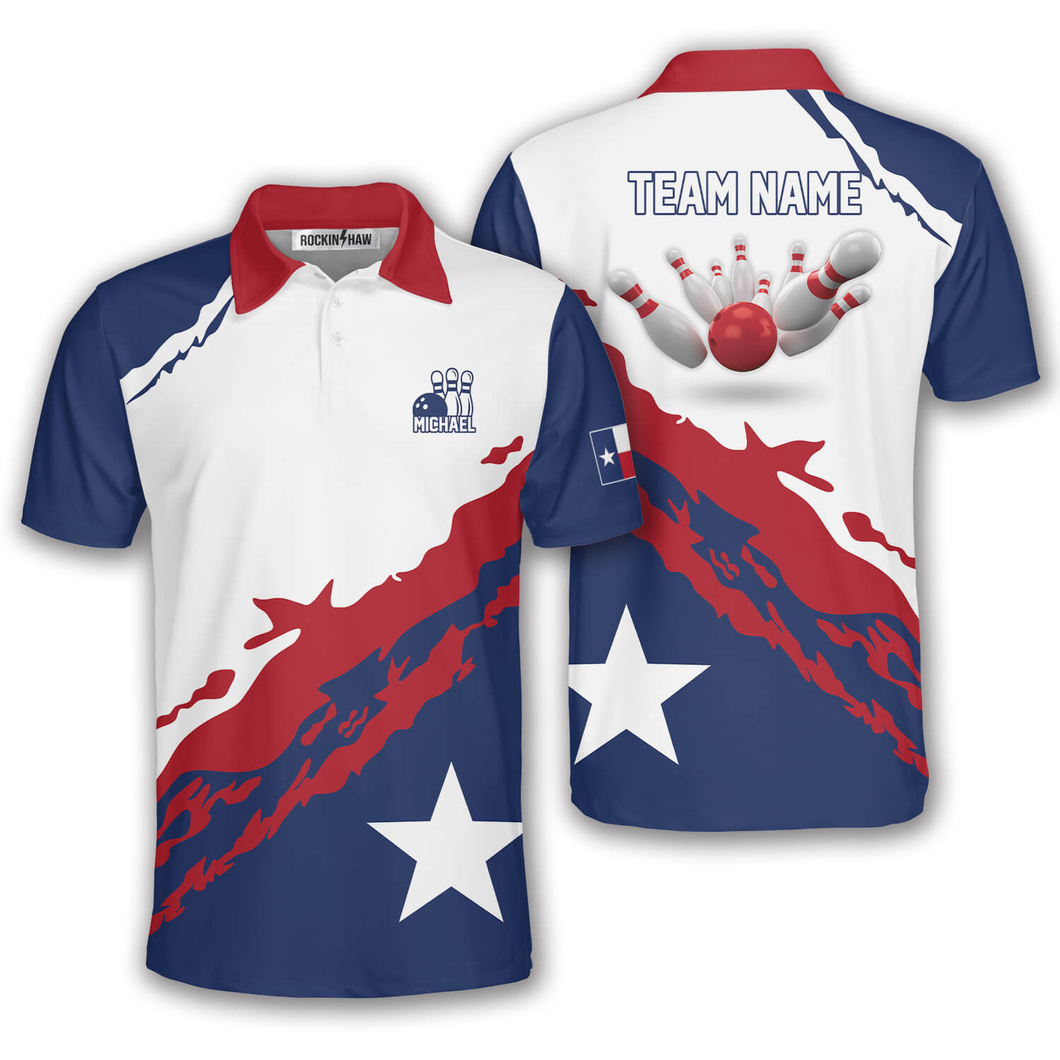 Patriotic Texas Star Red White Custom Bowling Shirt #422PRM20260528 Mockup FB Patriotic Texas Star Red White Custom Bowling Shirt - Image 1