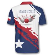 Patriotic Texas Star Red White Custom Bowling Shirt - Image 4