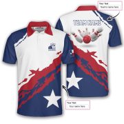 Patriotic Texas Star Red White Custom Bowling Shirt - Image 5