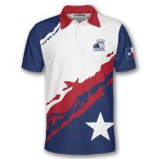Patriotic Texas Star Red White Custom Bowling Shirt - Image 3
