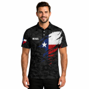 Texas Flag Black Camo Billiard Custom Pool Shirt - Image 2