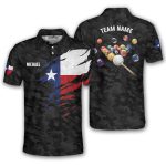 Texas Flag Black Camo Billiard Custom Pool Shirt