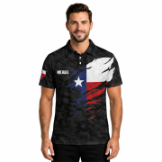 Texas Flag Black Camo Custom Darts Shirt - Image 2