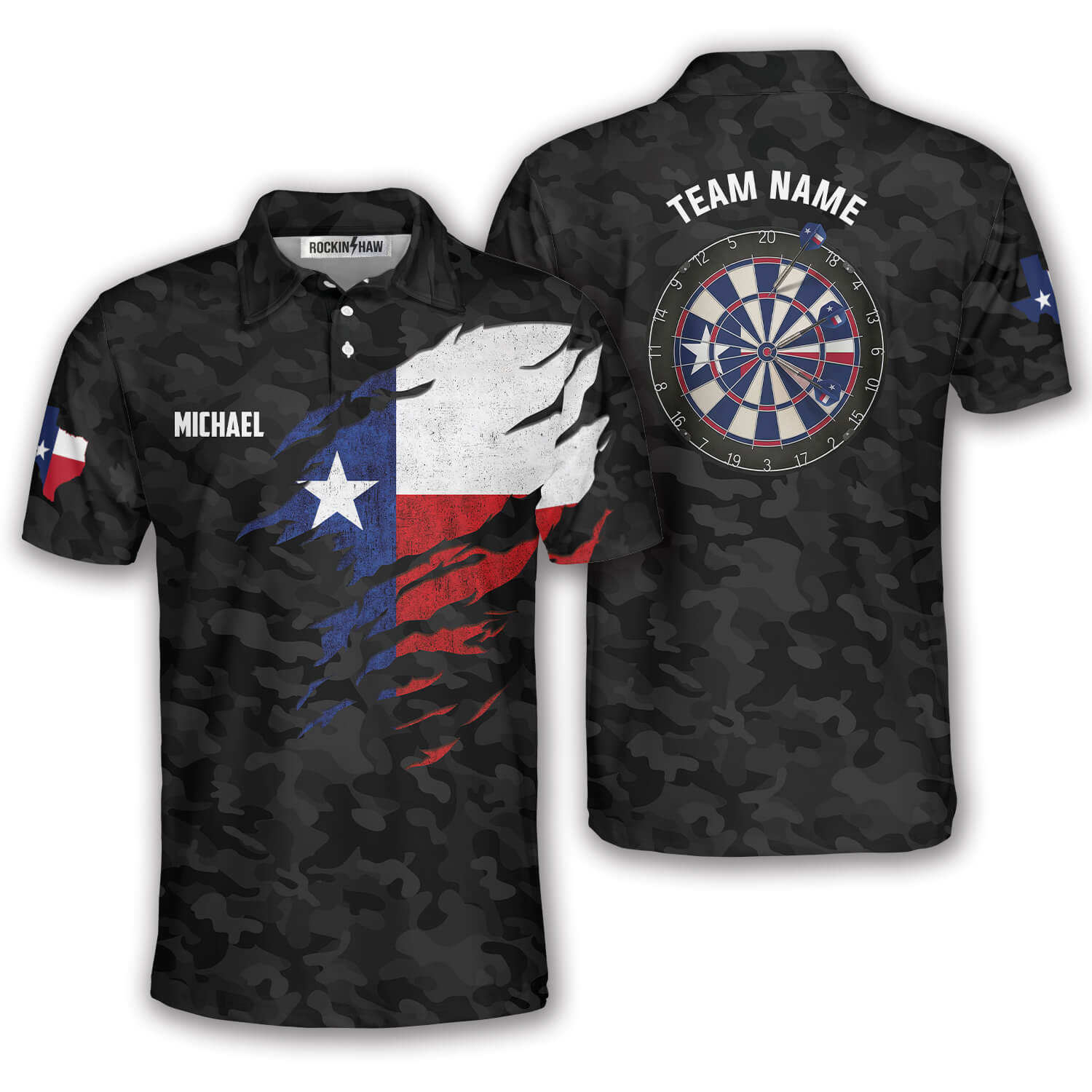 Texas Flag Black Camo Custom Darts Shirt #437PRM20260603 Mockup FB Texas Flag Black Camo Custom Darts Shirt - Image 1