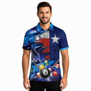 Texas Flag Blue Lightning 8 Ball Billiard Custom Pool Shirt - Image 2