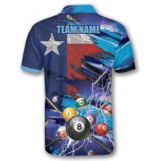 Texas Flag Blue Lightning 8 Ball Billiard Custom Pool Shirt - Image 4