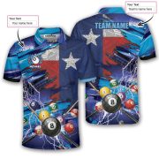 Texas Flag Blue Lightning 8 Ball Billiard Custom Pool Shirt - Image 5