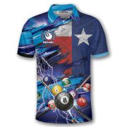 Texas Flag Blue Lightning 8 Ball Billiard Custom Pool Shirt - Image 3