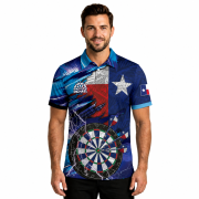 Texas Flag Blue Lightning Dartboard Custom Darts Shirt - Image 2