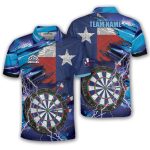 Texas Flag Blue Lightning Dartboard Custom Darts Shirt